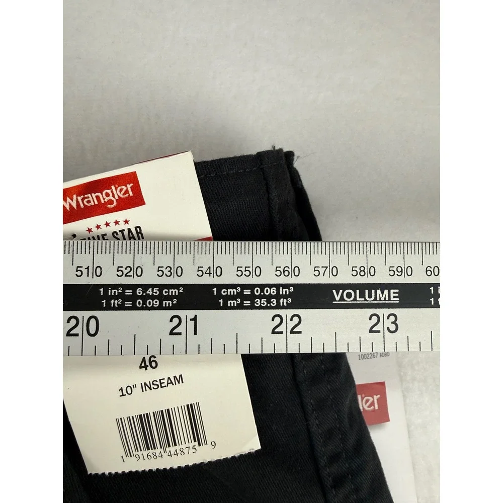 Wrangler Five Star Premium Mens Black Cargo Shorts 46 Relaxed Fit Epic Soft 10in